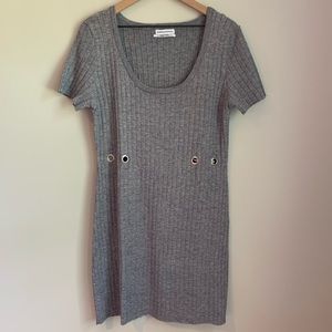 NWOT Urban Outfitters Grey Ribbed Grommet Dress
